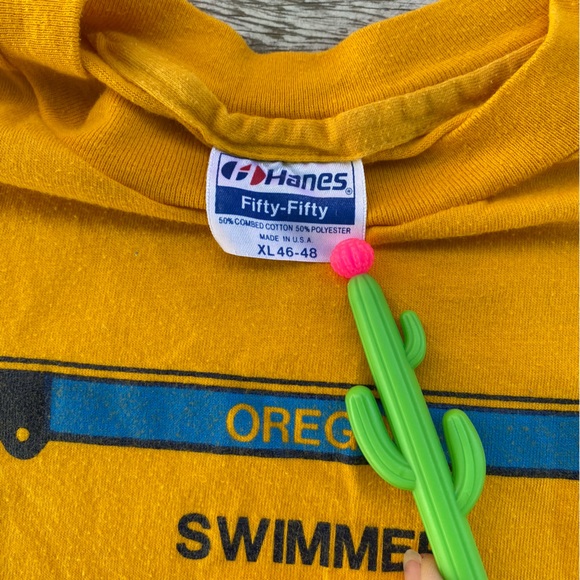 Vintage 1987 yellow t-shirt, Im Fast, swim team, size Large - Picture 9 of 9